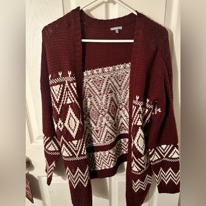 Charlotte Russe Maroon Knit Cardigan